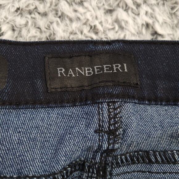 Ranbeeri Jeans Men 36x32 Blue Straight Leg Slim Rocker Dark Wash Stretch Denim - Picture 5 of 11